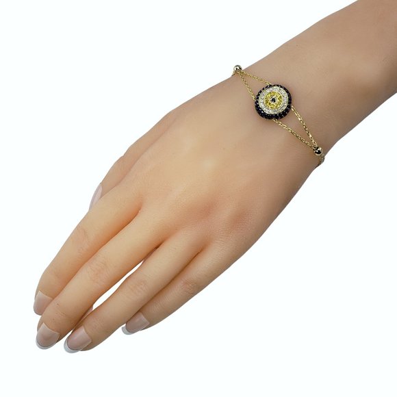 Vintage 14 Karat Yellow Gold and Simulated Gemstone Bracelet #12140 - Picture 5 of 6